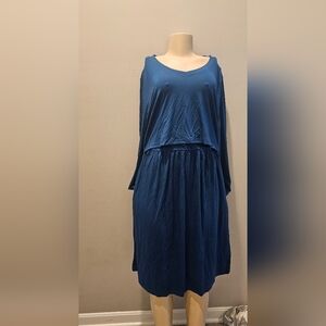 Bearsland Navy Blue Layered Maxi Dress